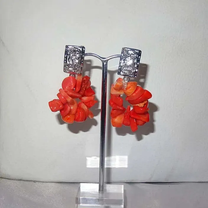 Traditional Coral African Beads Necklace Jewellery Set