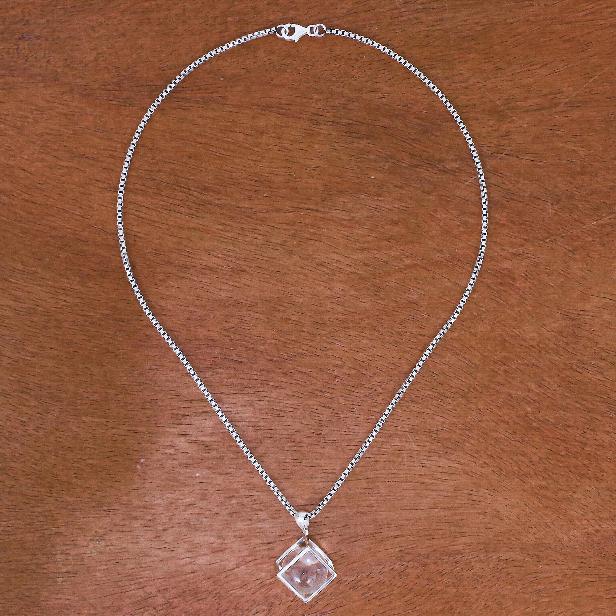 Translucent Raindrop Modern Sterling Silver Necklace with Quartz