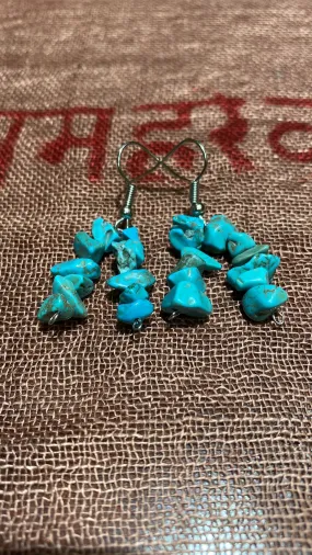 Turquoise Chips Dual-Strand Earrings