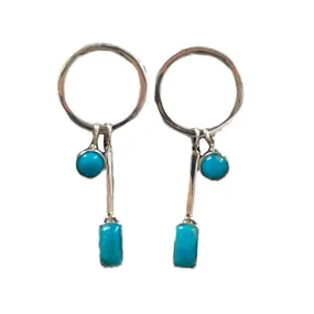 Turquoise Silver Circle Earrings