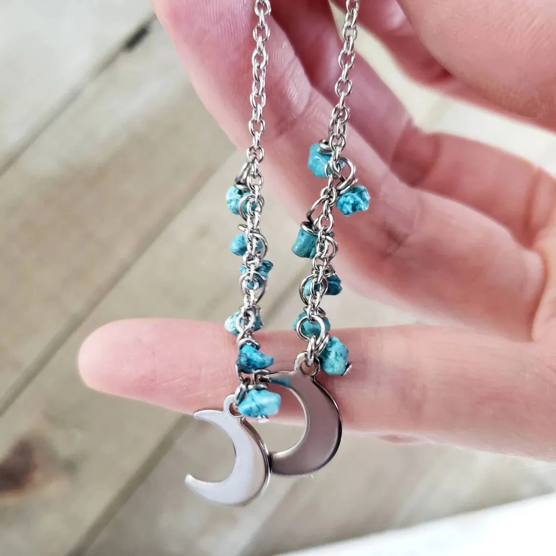 Turquoise stud duster earrings