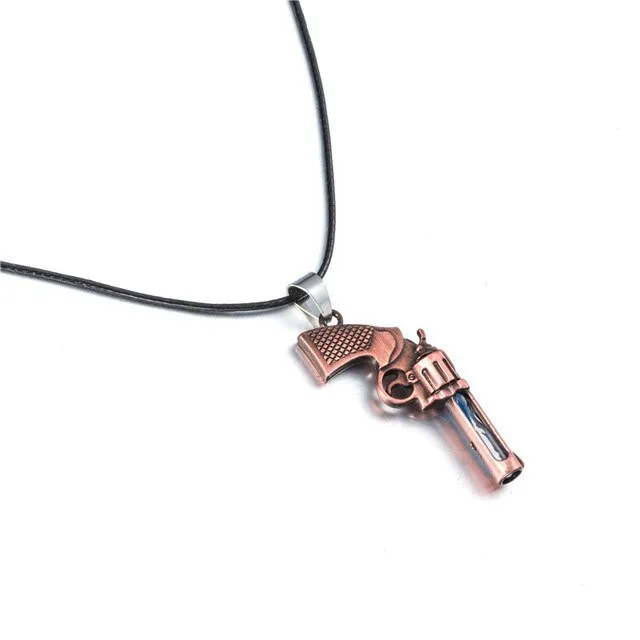 Unique gun colt weapon shaped pendant necklace jewelry Trendy love heart hourglass rope chain keychain trinket jewelery toka