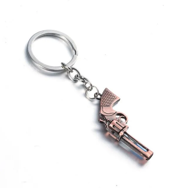 Unique gun colt weapon shaped pendant necklace jewelry Trendy love heart hourglass rope chain keychain trinket jewelery toka