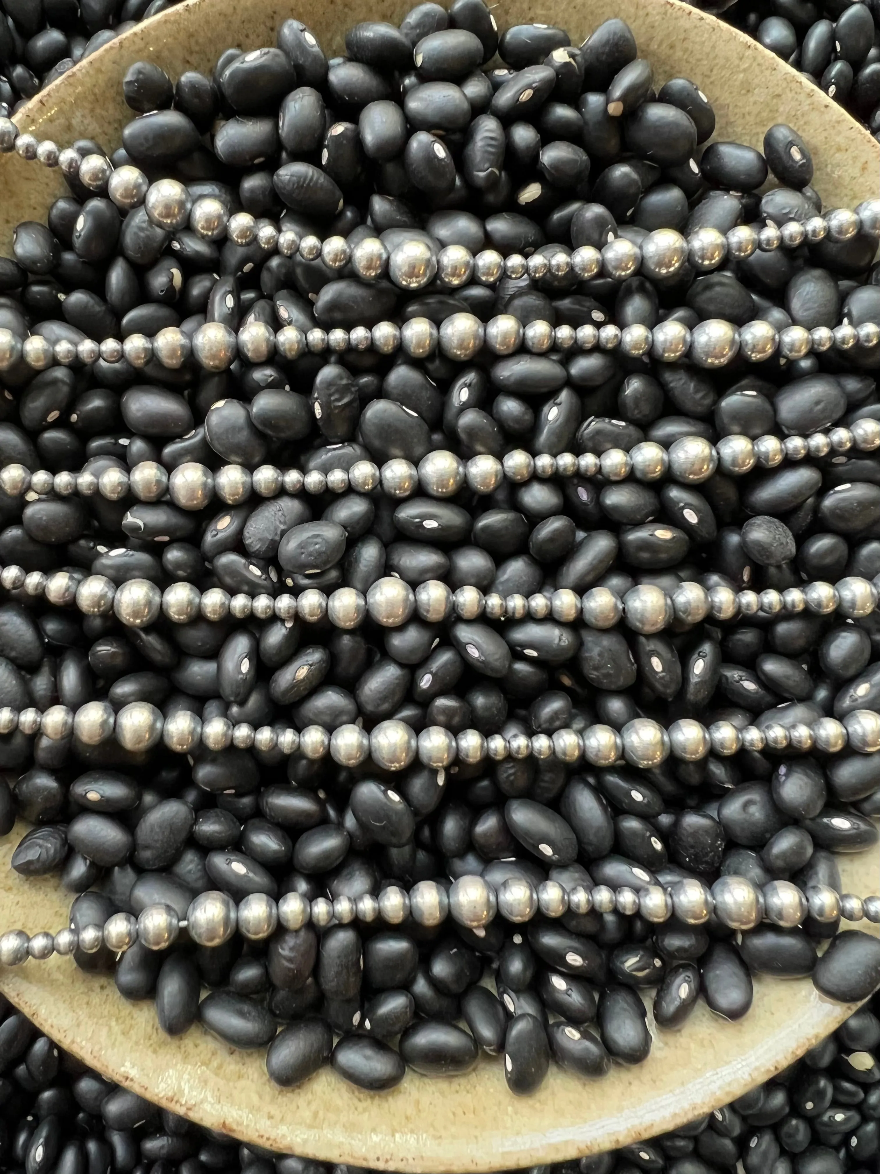 Variegated sterling silver pearl necklace