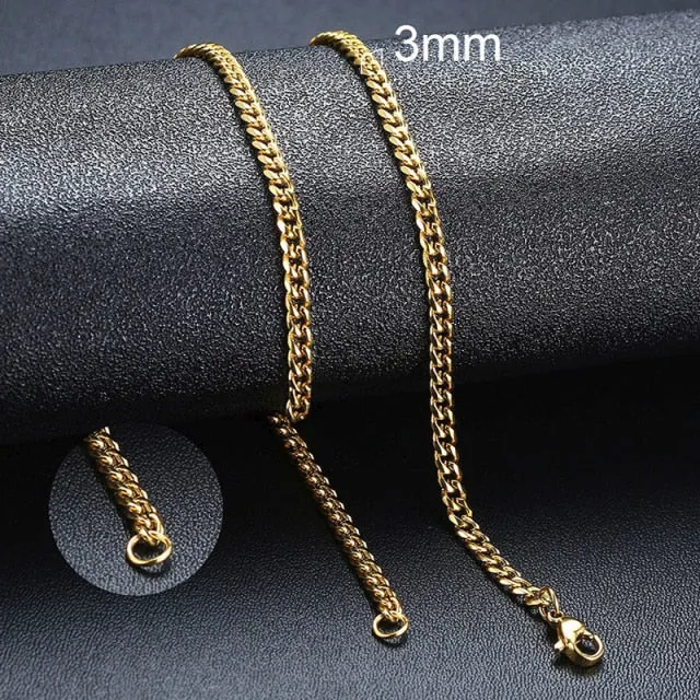 VenusFox Ant Angel Basic Punk Stainless Steel Necklace for Men Women Cuban Link Chain Chokers Minimalist Choker Necklace Hot Jewelry