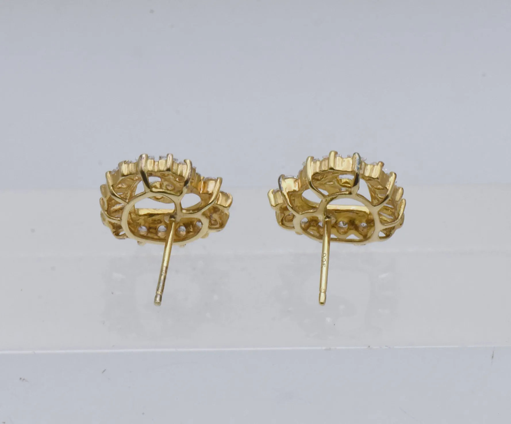 Vintage Cubic Zirconia Vermeil Heart Stud Earrings
