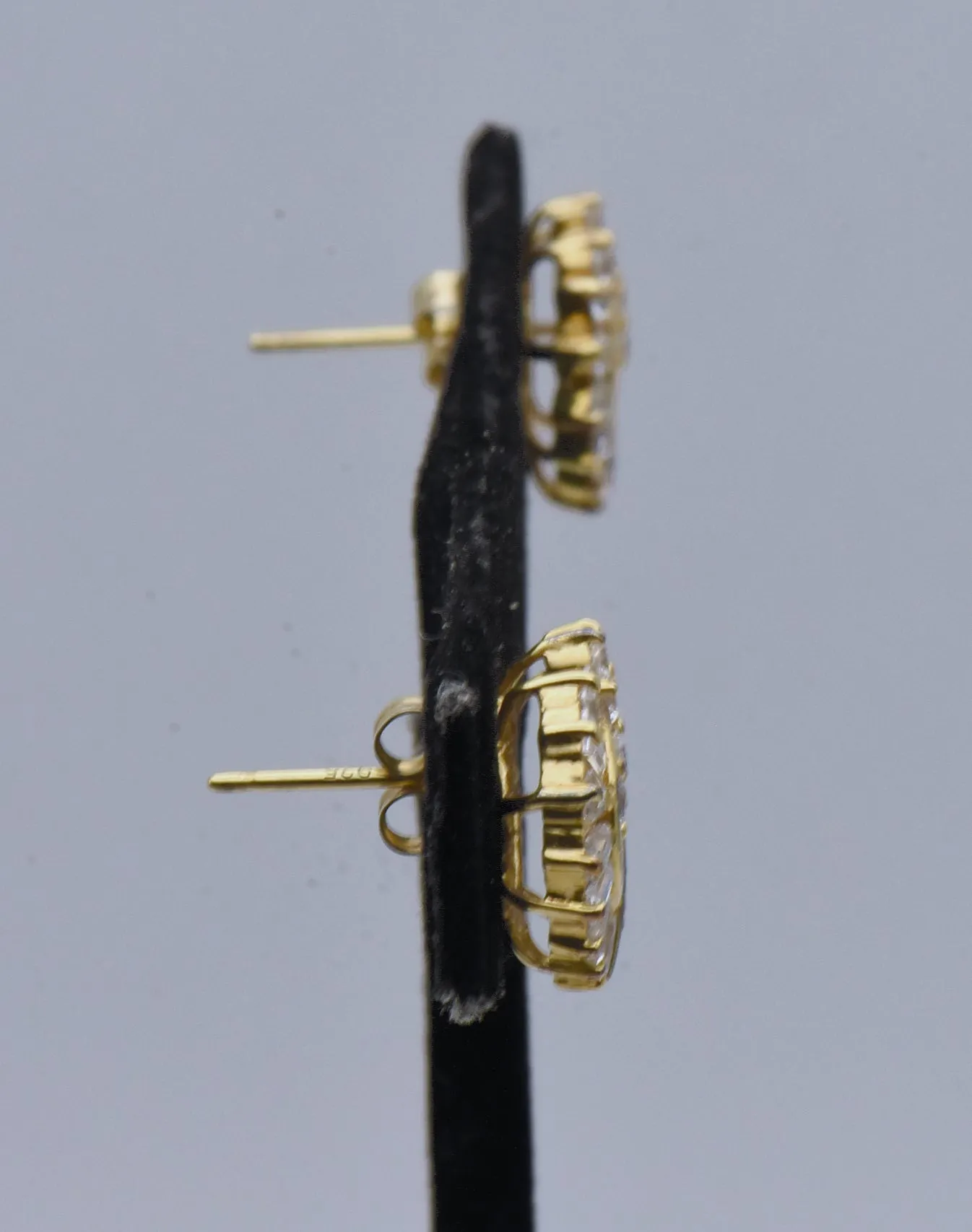 Vintage Cubic Zirconia Vermeil Heart Stud Earrings
