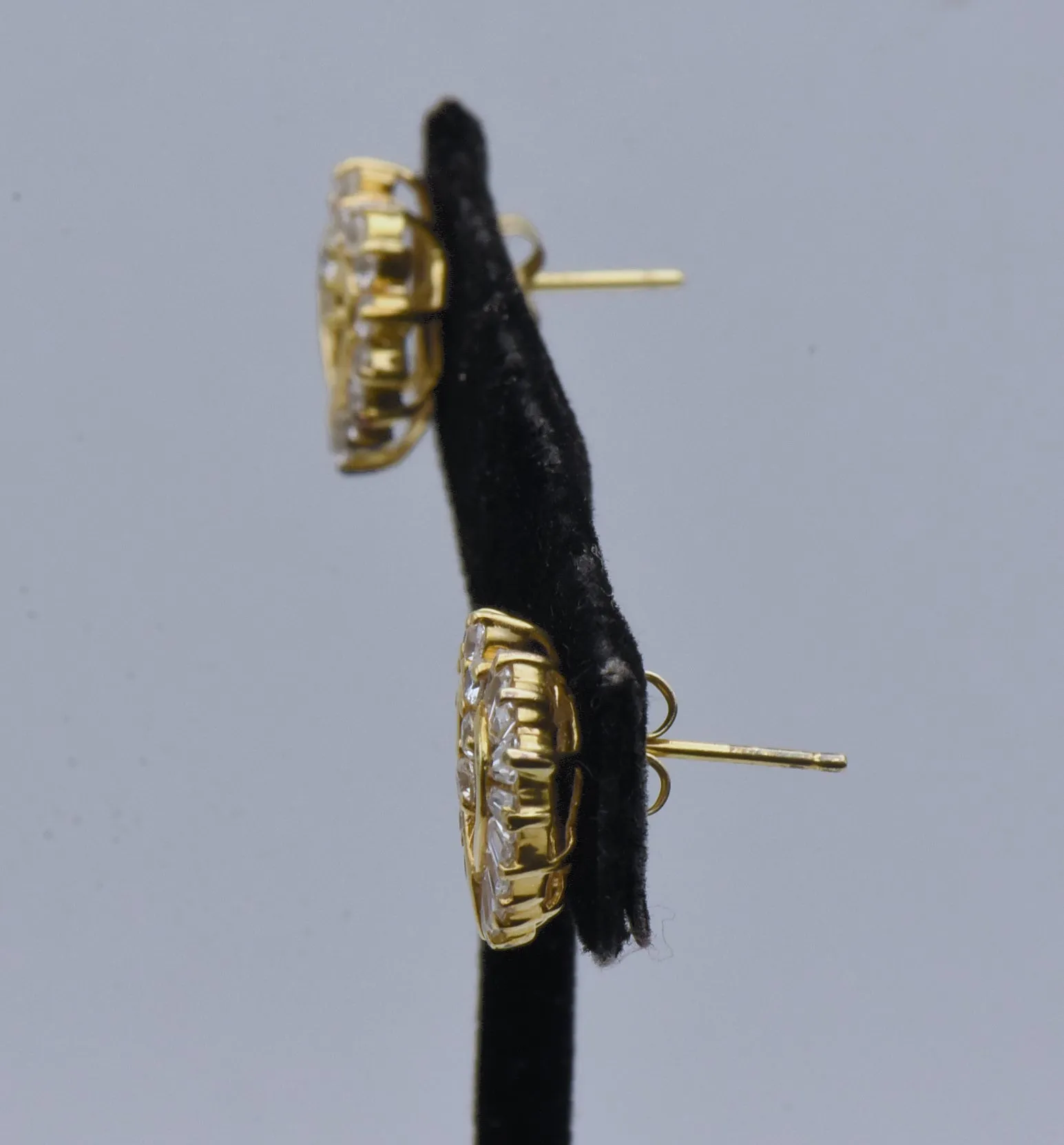Vintage Cubic Zirconia Vermeil Heart Stud Earrings