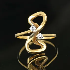 Vintage Double Infinity Figure Eight Diamond Ring in 14K Gold