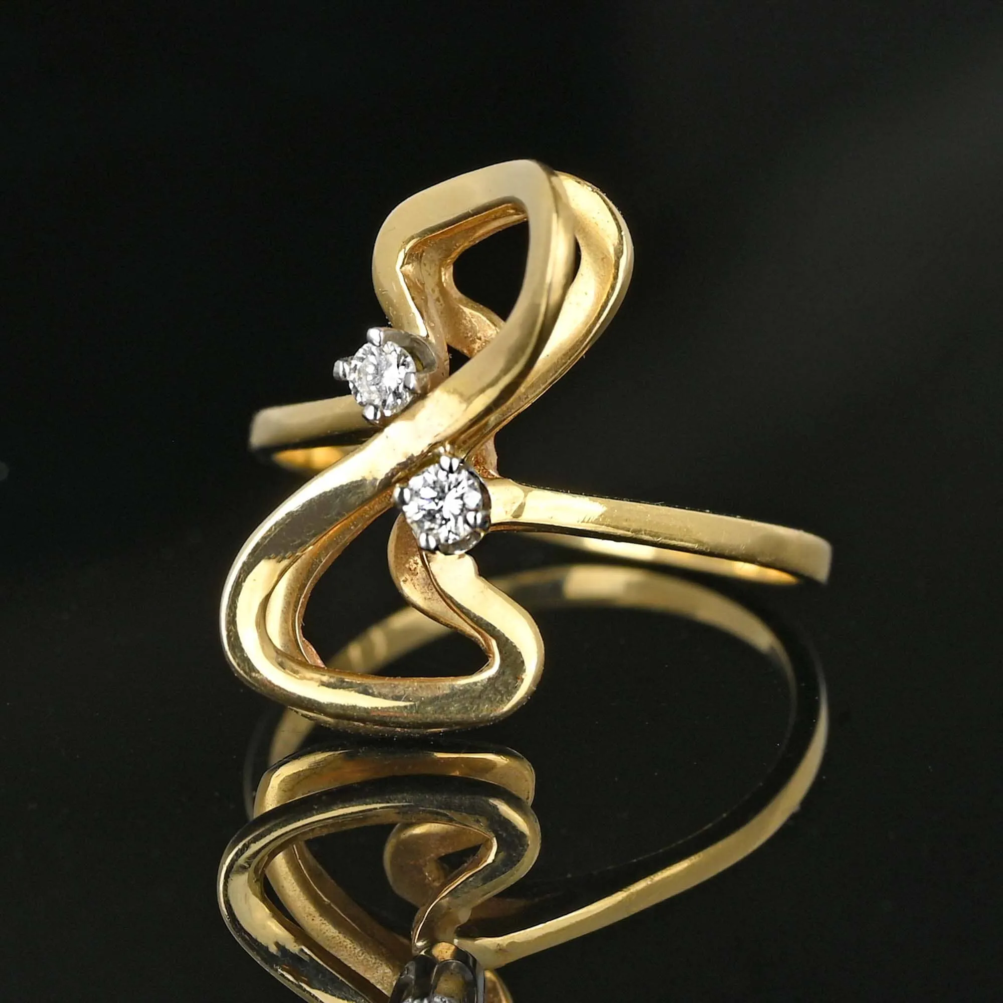 Vintage Double Infinity Figure Eight Diamond Ring in 14K Gold