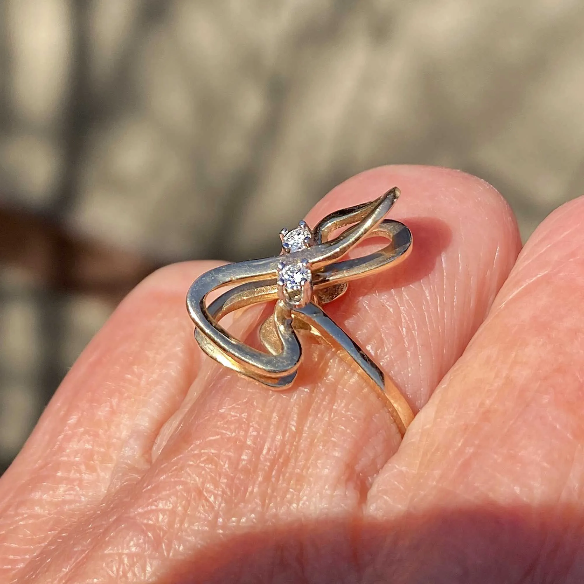 Vintage Double Infinity Figure Eight Diamond Ring in 14K Gold