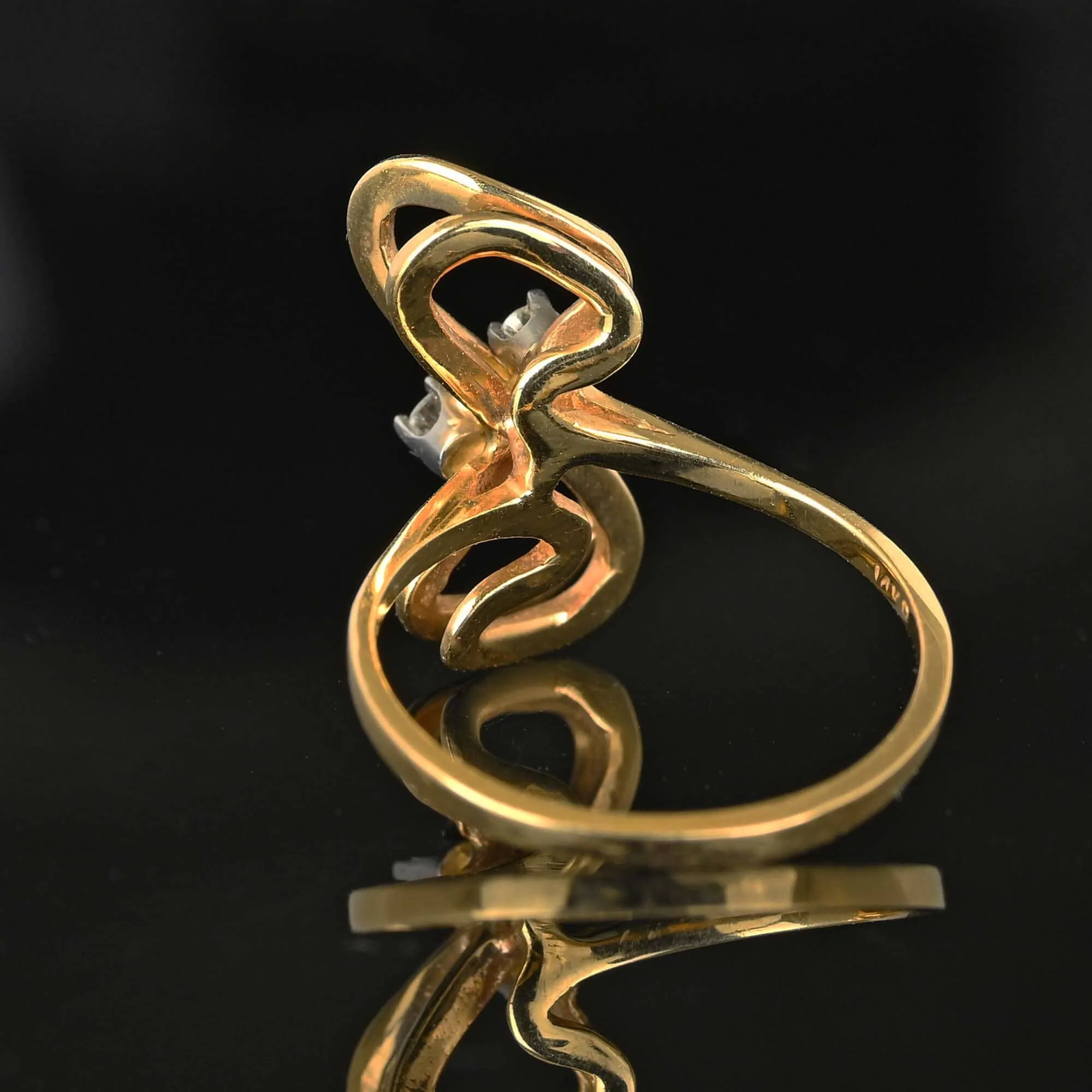 Vintage Double Infinity Figure Eight Diamond Ring in 14K Gold