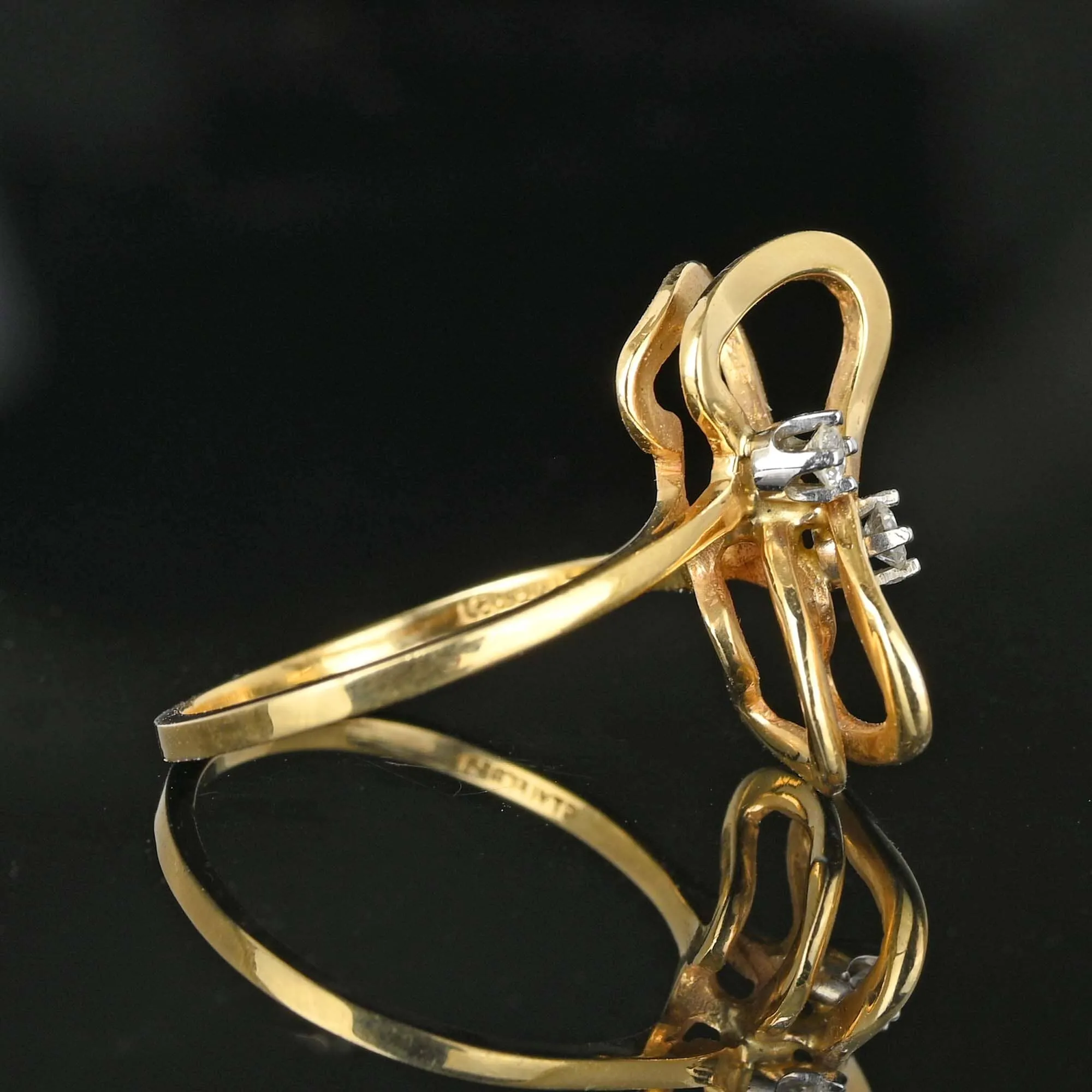 Vintage Double Infinity Figure Eight Diamond Ring in 14K Gold
