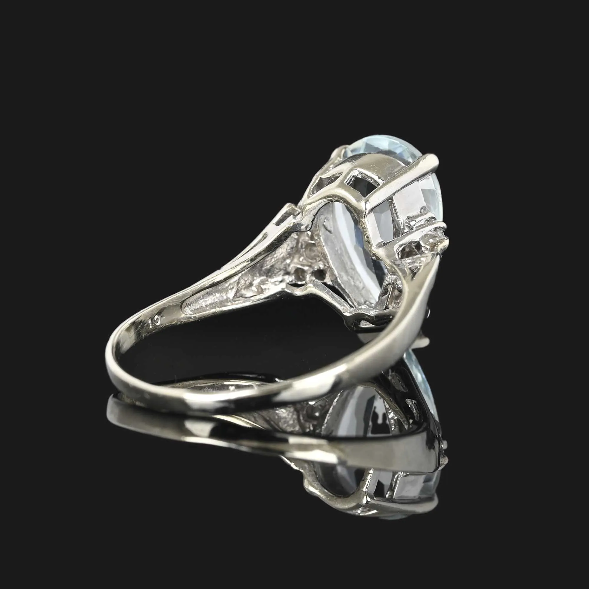 Vintage Pear Cut Aquamarine Diamond Cocktail Ring