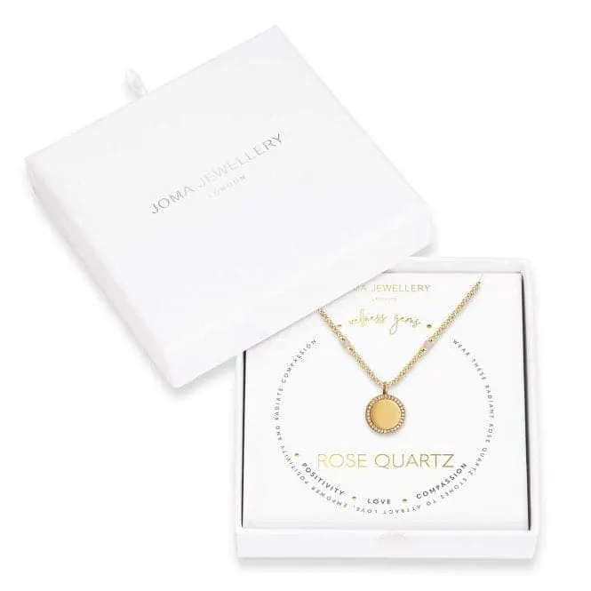 Wellness Gems Gold Rose Quartz 45cm With 5cm Extender Necklace 3848