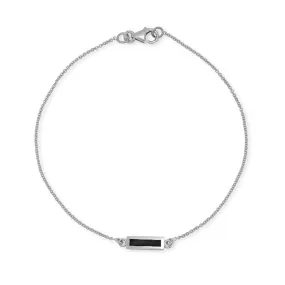 White Gold Onyx Inlay Bar Bracelet