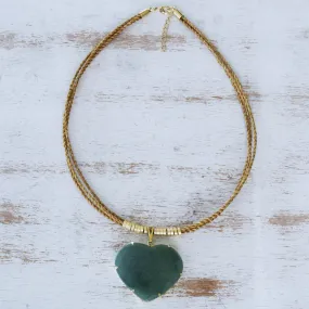 Whole Heart Golden Grass Necklace with Green Quartz