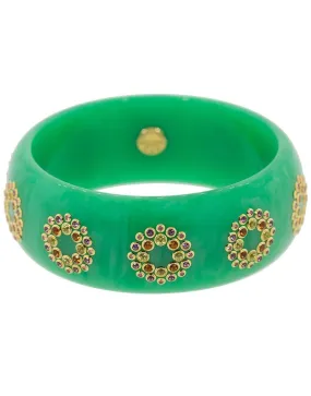 Yellow Gold Green Multi Gemstone Bakelite Bangle