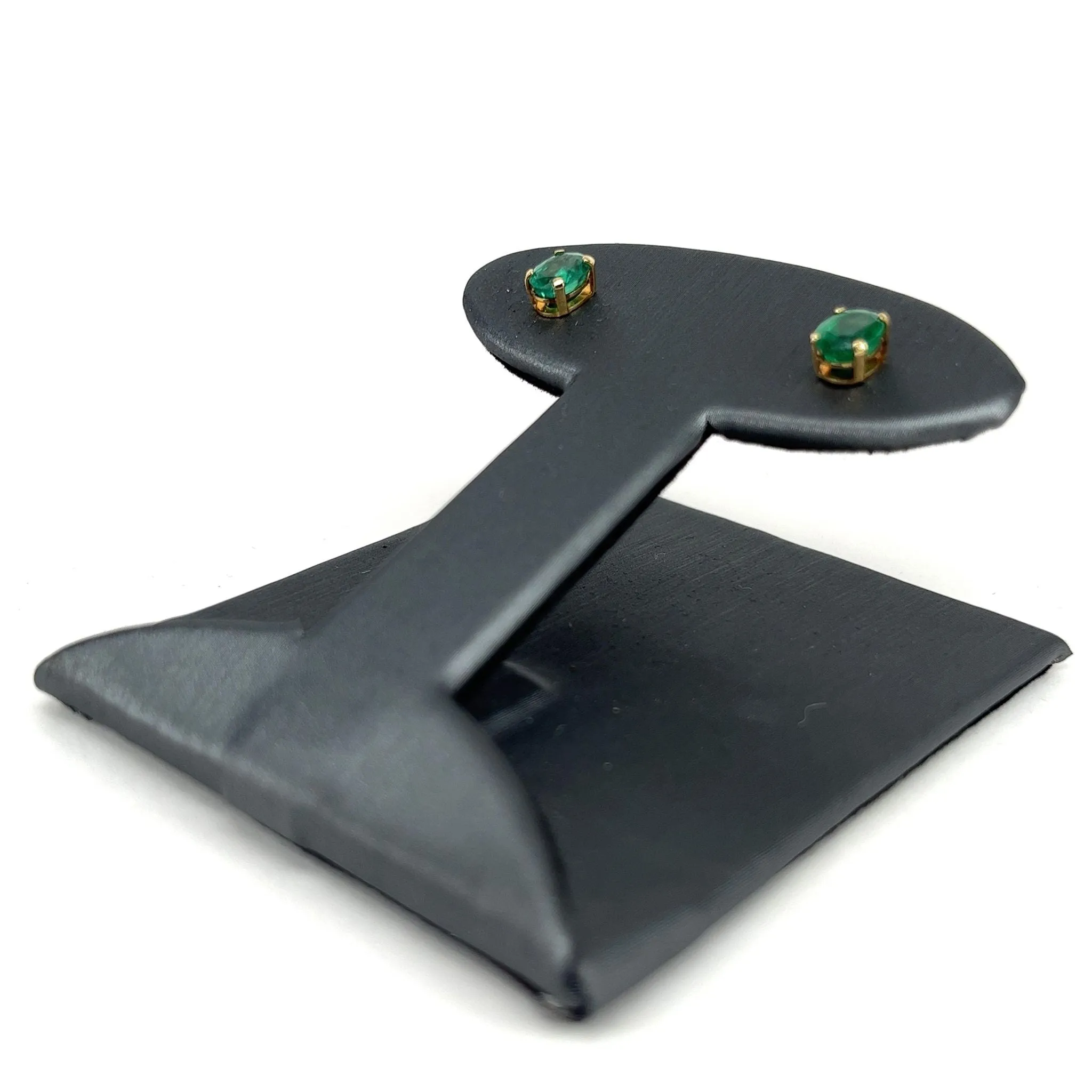 Yellow Gold Oval Cut Emerald Earrings