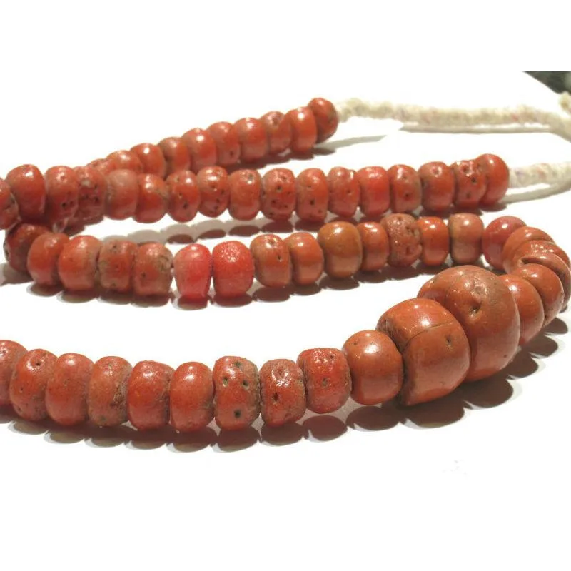 Yoruba "Coral" Glass Beads / Necklace