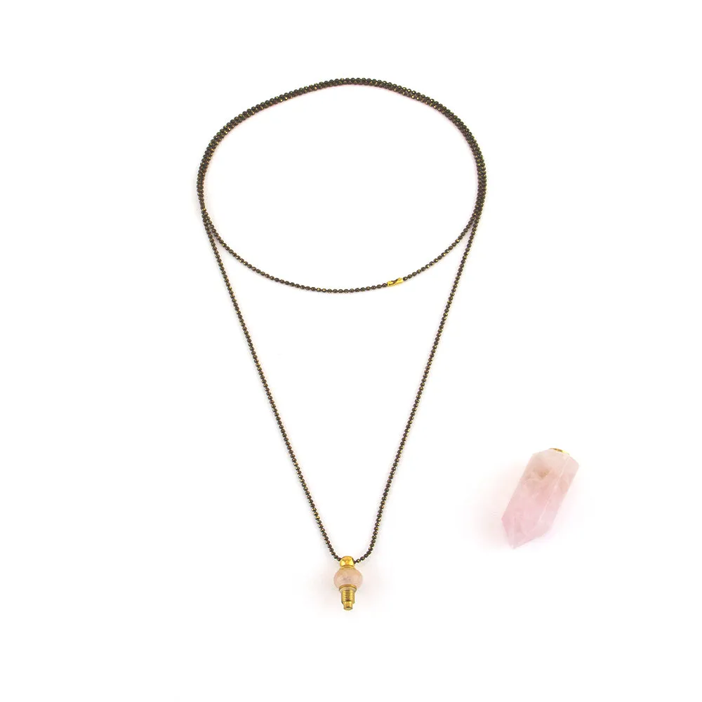 Zarina: Rose Quartz Essential Oil Vessel Necklace
