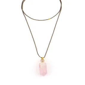 Zarina: Rose Quartz Essential Oil Vessel Necklace