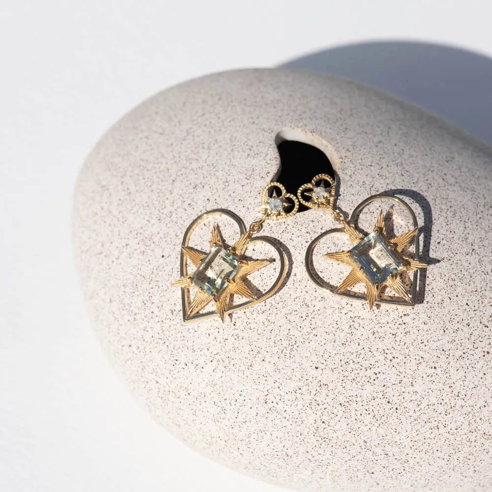 Zoe & Morgan Shining Heart Earrings - Gold Plated