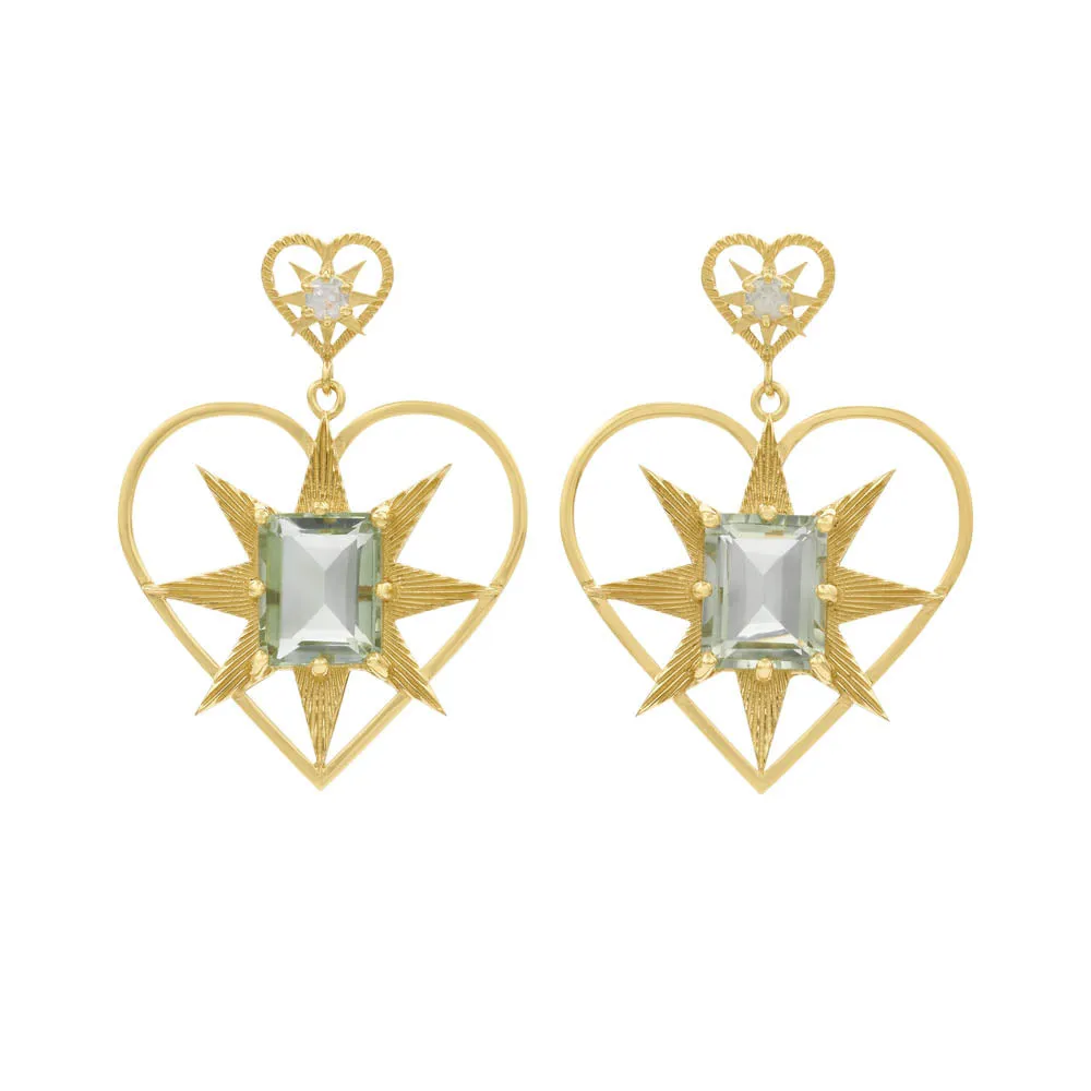 Zoe & Morgan Shining Heart Earrings - Gold Plated